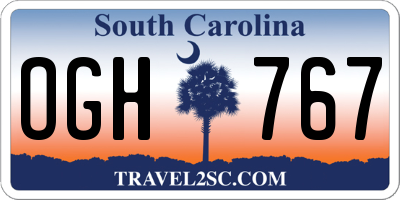 SC license plate OGH767