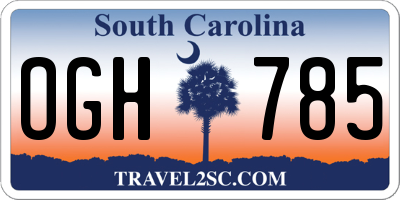 SC license plate OGH785