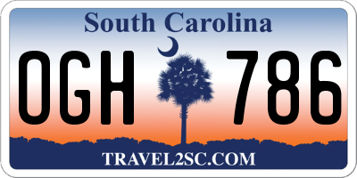 SC license plate OGH786