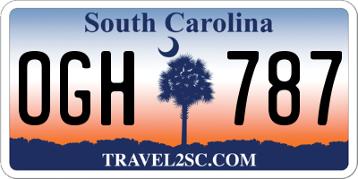 SC license plate OGH787