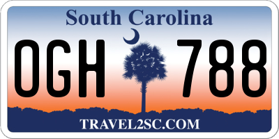 SC license plate OGH788