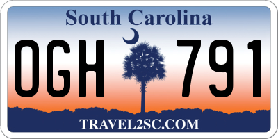 SC license plate OGH791
