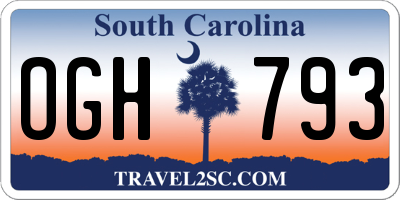 SC license plate OGH793