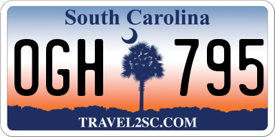 SC license plate OGH795