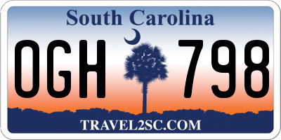 SC license plate OGH798