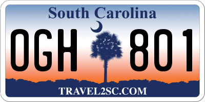 SC license plate OGH801