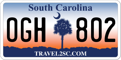 SC license plate OGH802