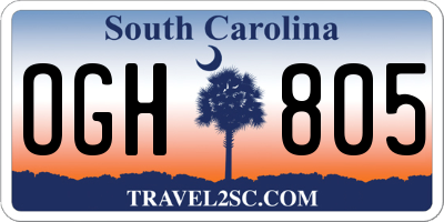 SC license plate OGH805