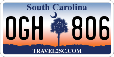 SC license plate OGH806