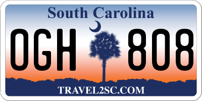 SC license plate OGH808