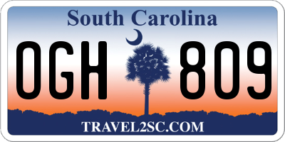 SC license plate OGH809