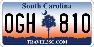 SC license plate OGH810
