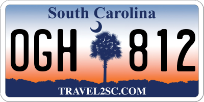 SC license plate OGH812