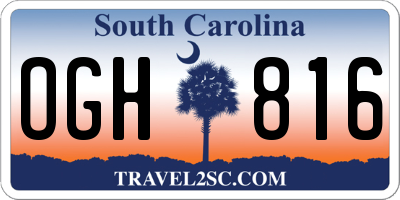 SC license plate OGH816