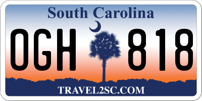 SC license plate OGH818