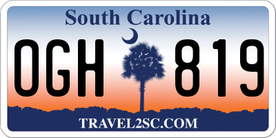 SC license plate OGH819