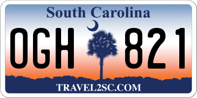 SC license plate OGH821