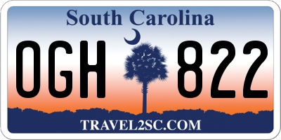 SC license plate OGH822