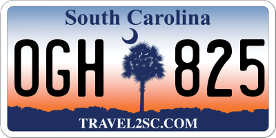 SC license plate OGH825