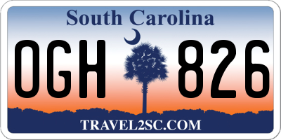 SC license plate OGH826