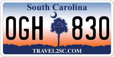 SC license plate OGH830