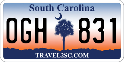 SC license plate OGH831