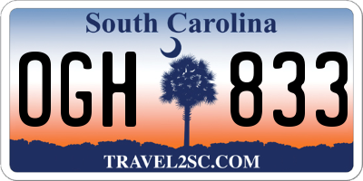 SC license plate OGH833
