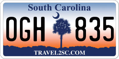 SC license plate OGH835