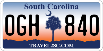 SC license plate OGH840