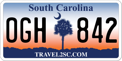 SC license plate OGH842
