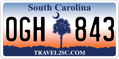 SC license plate OGH843