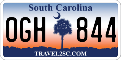 SC license plate OGH844