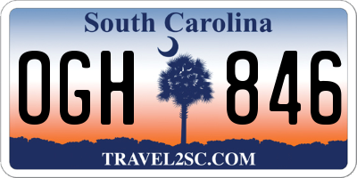 SC license plate OGH846