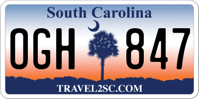 SC license plate OGH847