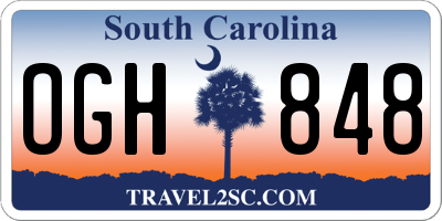 SC license plate OGH848