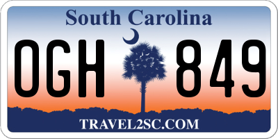 SC license plate OGH849