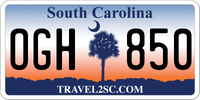 SC license plate OGH850