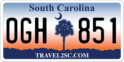SC license plate OGH851