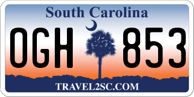 SC license plate OGH853