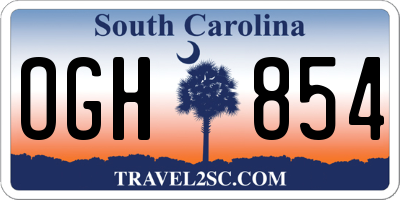SC license plate OGH854