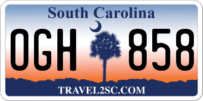 SC license plate OGH858