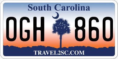 SC license plate OGH860