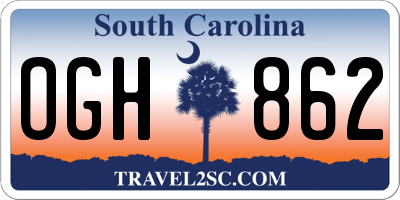 SC license plate OGH862