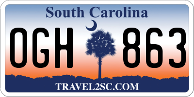 SC license plate OGH863