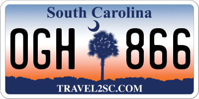 SC license plate OGH866