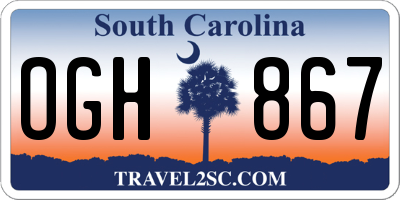 SC license plate OGH867