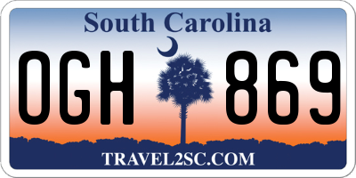 SC license plate OGH869