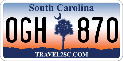 SC license plate OGH870