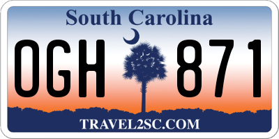 SC license plate OGH871