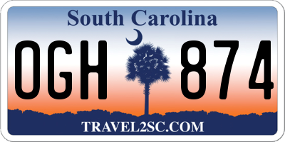 SC license plate OGH874